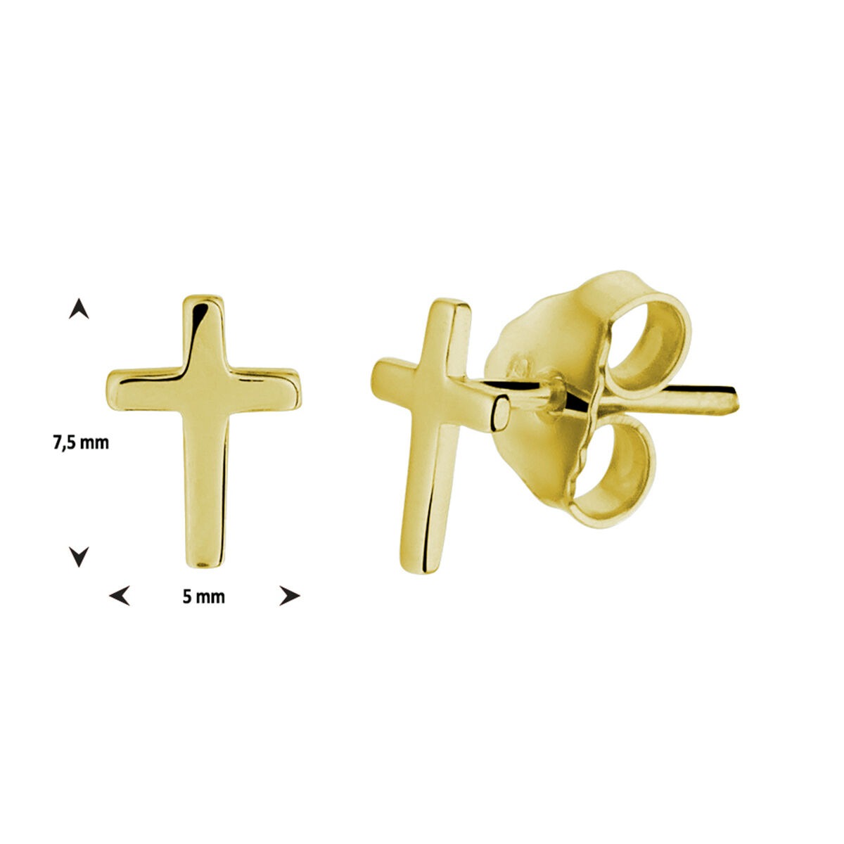 Puces d'oreilles croix plaqué or – symbole subtil en couleur or