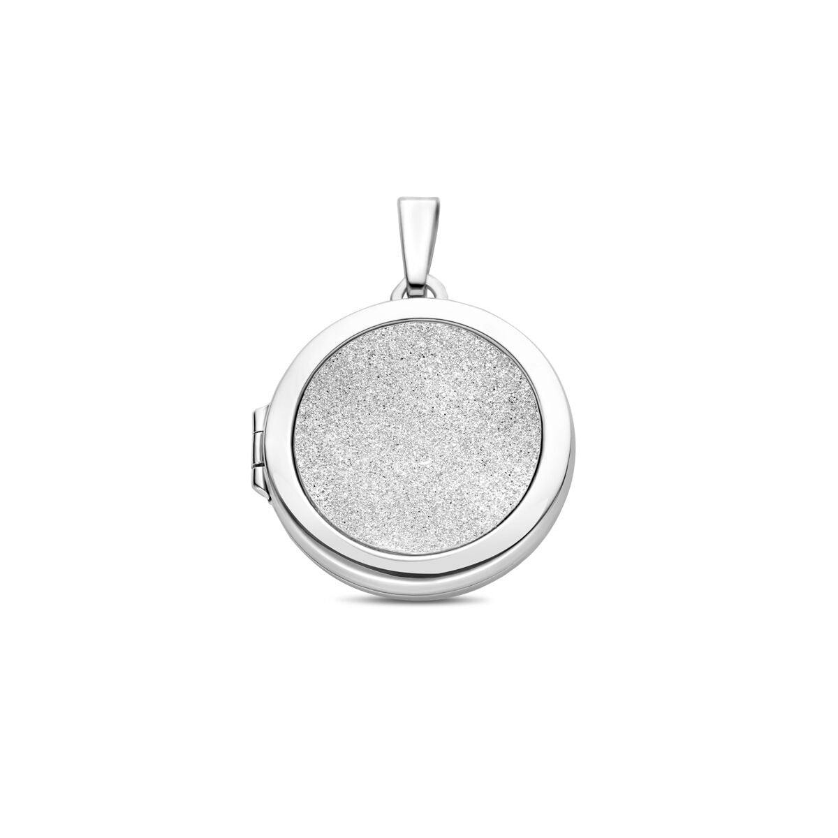 Pendentif en argent rhodié 925 avec finition poli/glitter et surface diamantée.