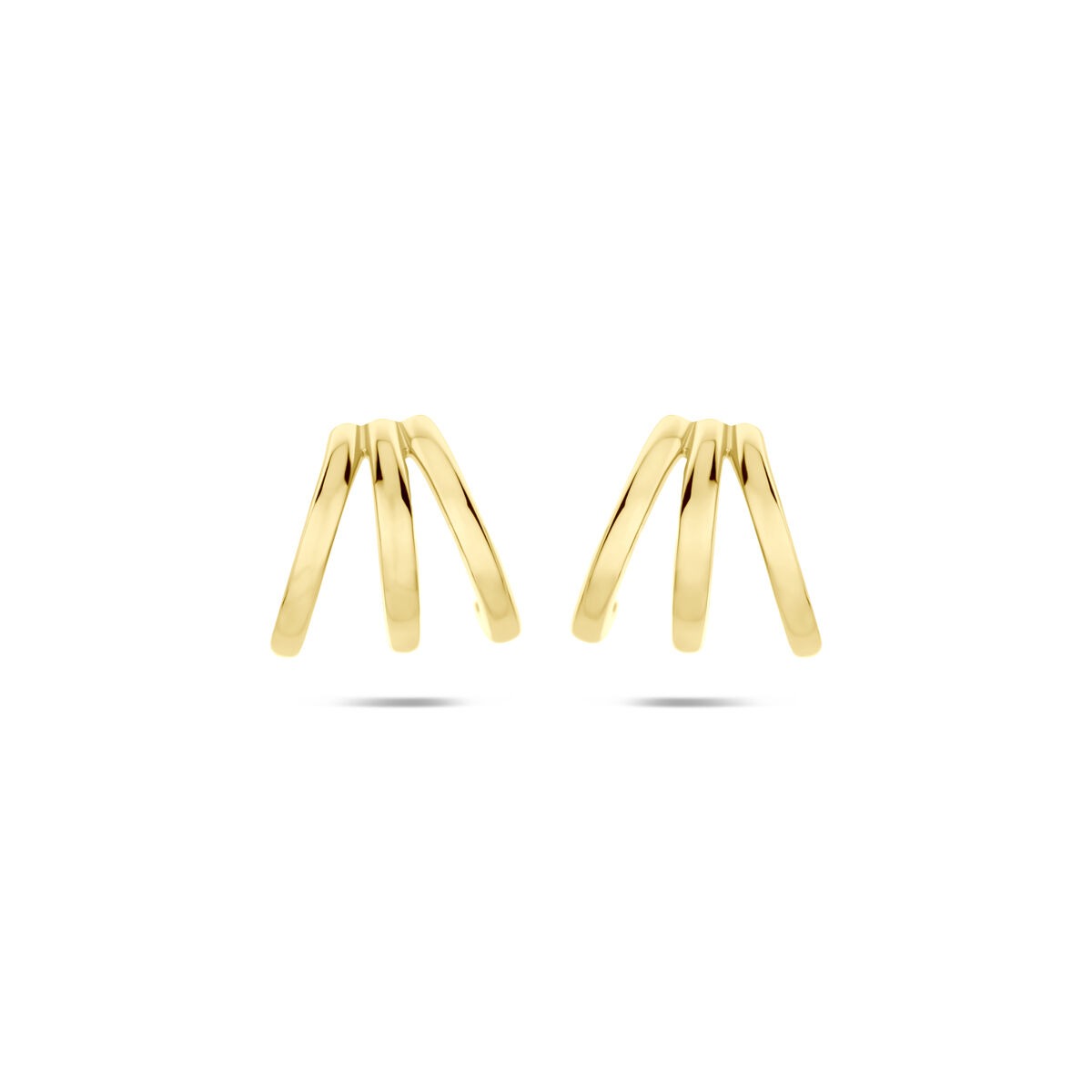 Boucles d'oreilles en argent 925 doré, composées de plusieurs bandes ondulées.