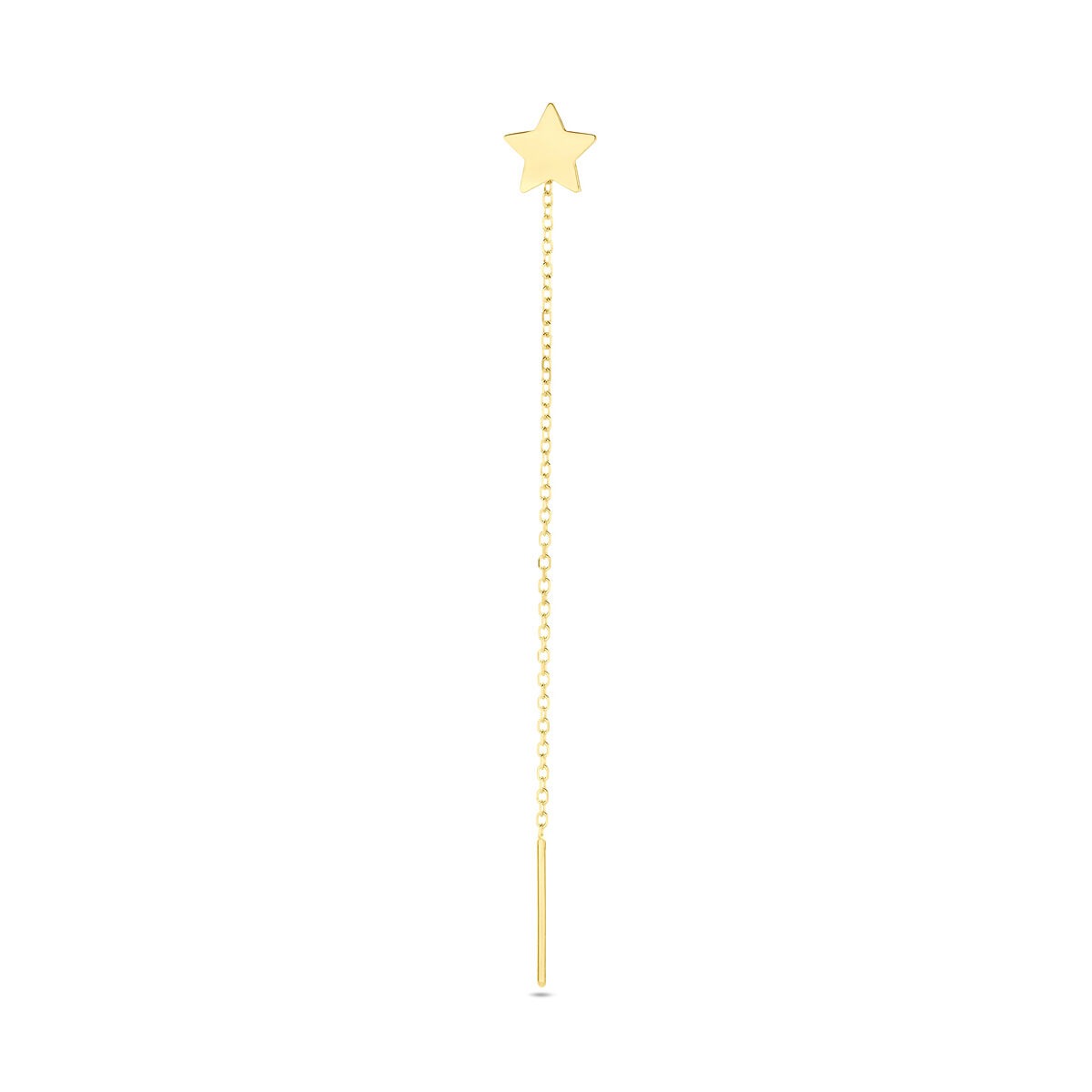 Boucle d'oreille en or jaune 14 carats avec étoile poli, vendue à l'unité.
