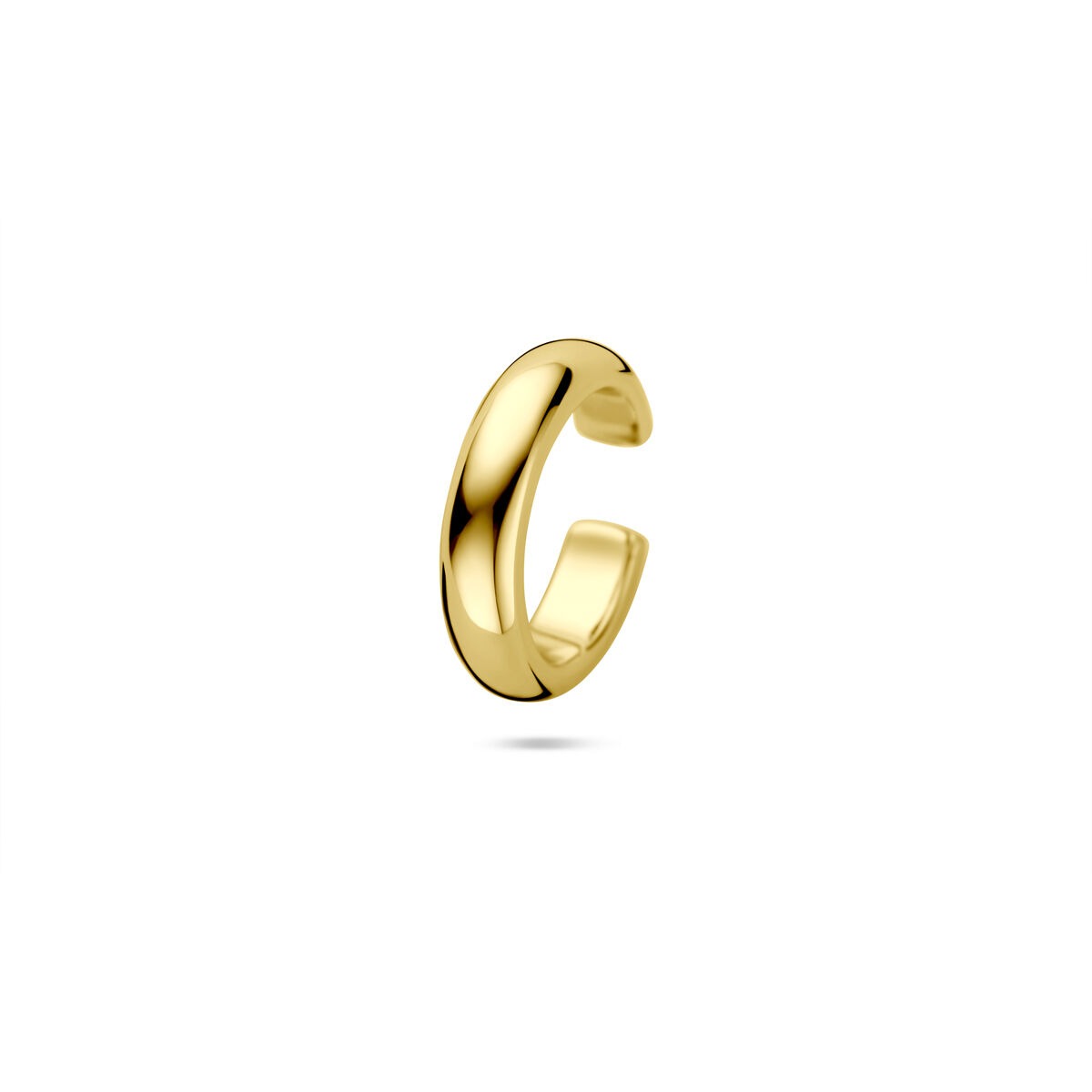 Boucle d'oreille en argent doré, forme arrondie et lisse, sans fermoir.