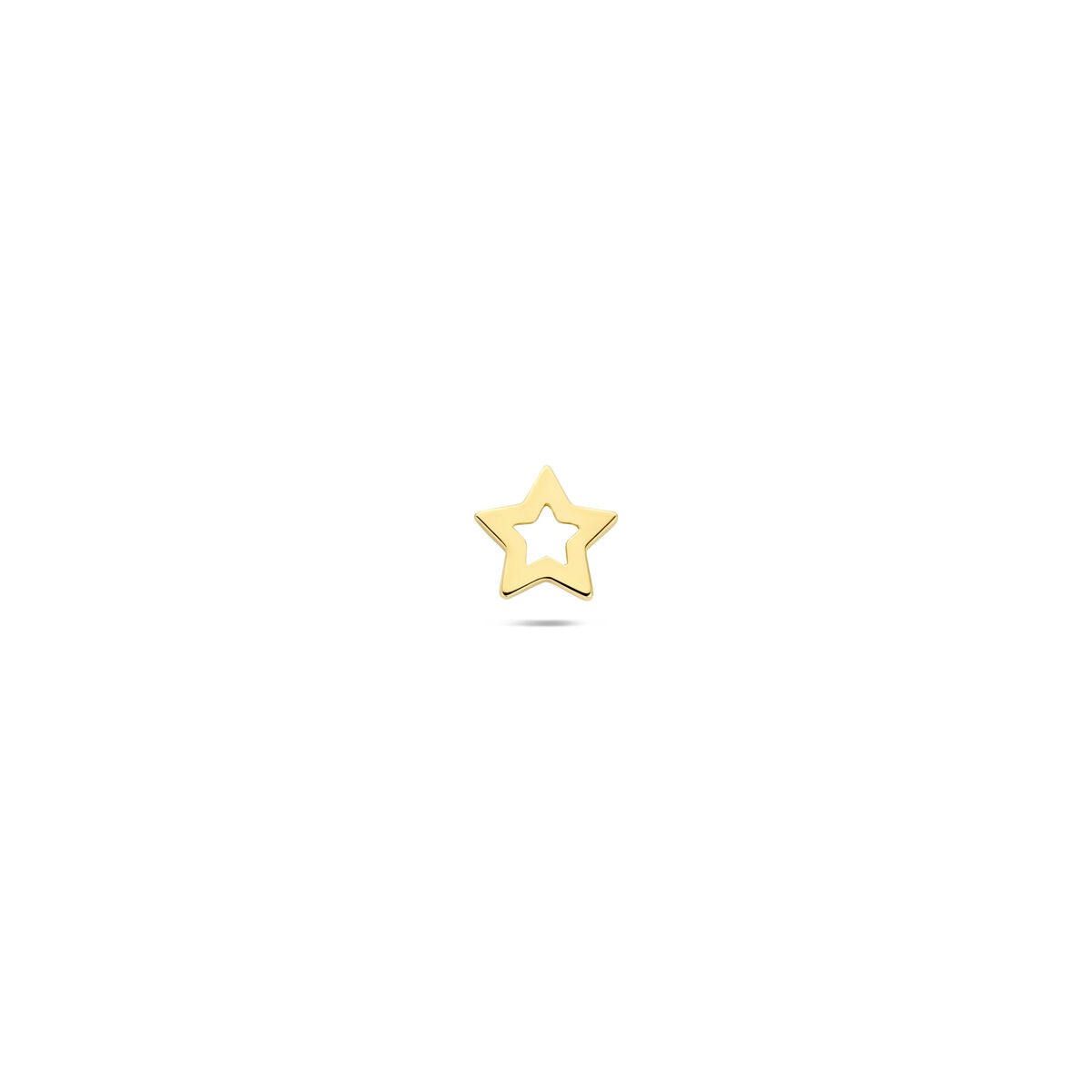 Piercing en forme d'étoile en or jaune 14 carats, finition lisse et brillante.