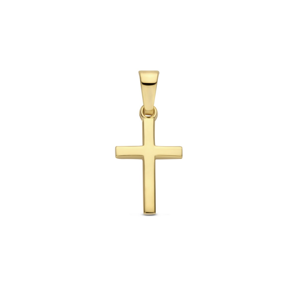 Pendentif en croix en or jaune 14 carats, design classique et raffiné.