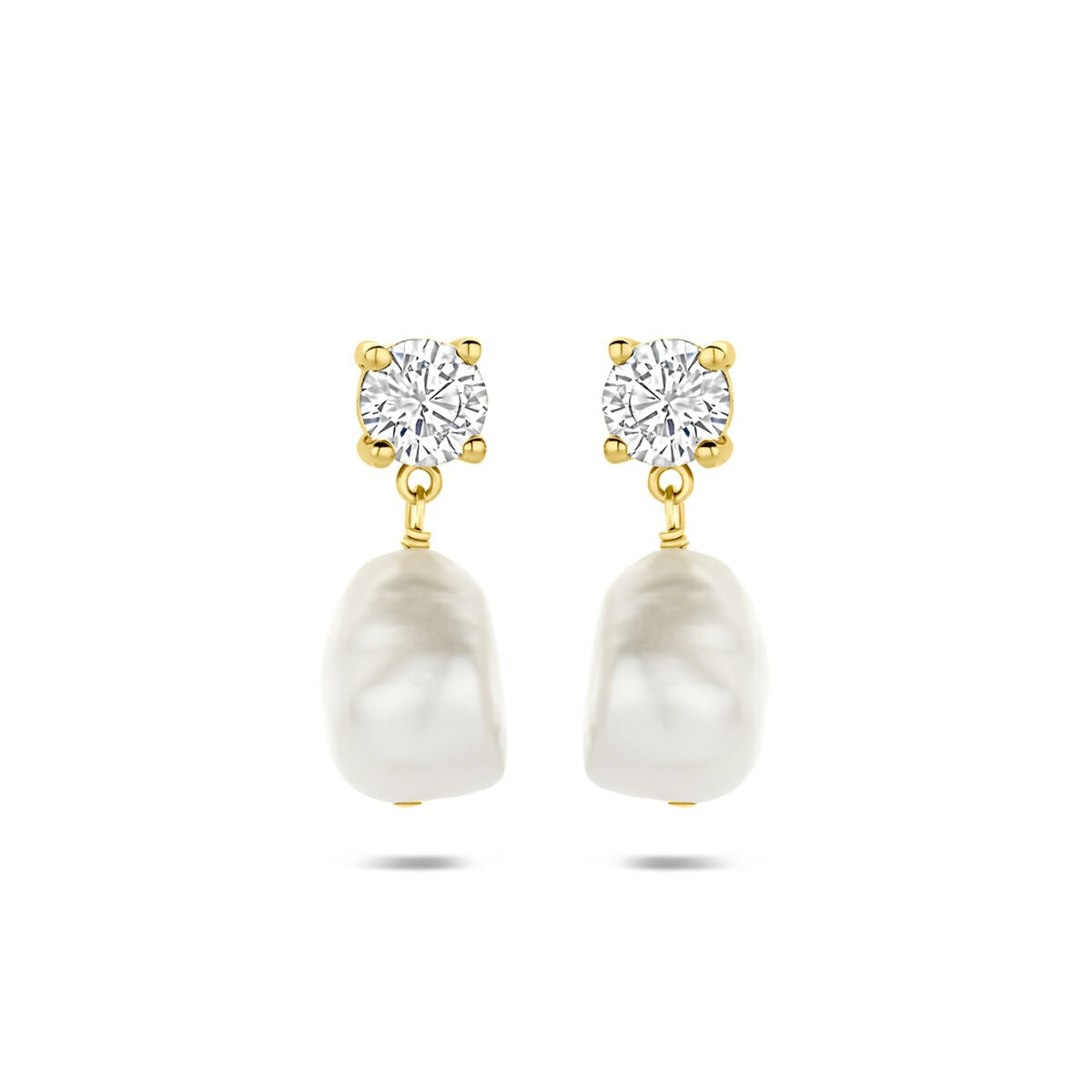 Boucles d'oreilles en argent 925 doré avec perles et zirconiums.