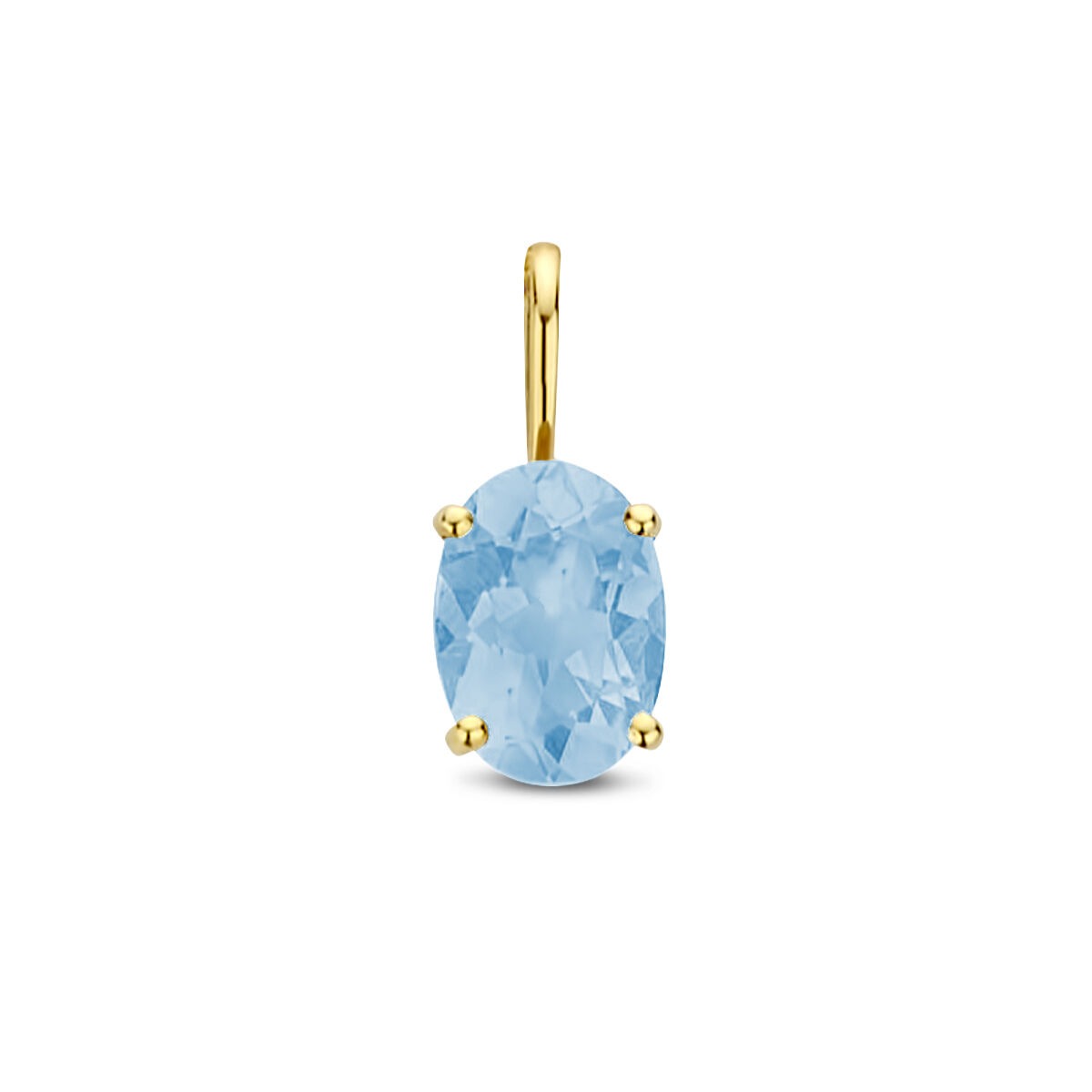 Pendentif en or jaune 14 carats avec topaze bleue ovale.