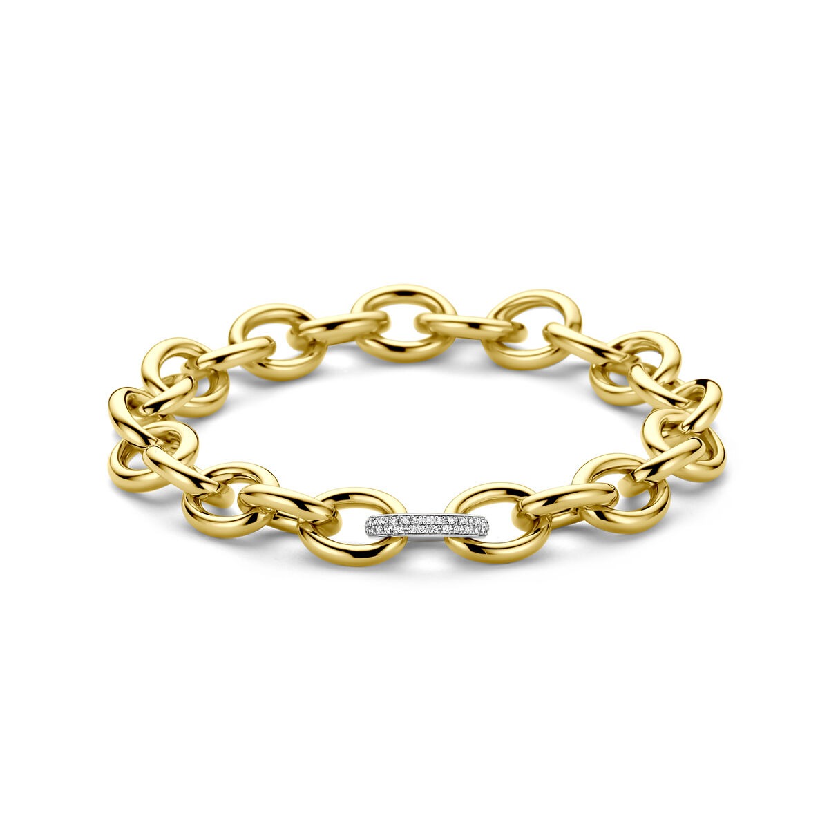 Bracelet bicolore en or jaune et blanc avec diamant.