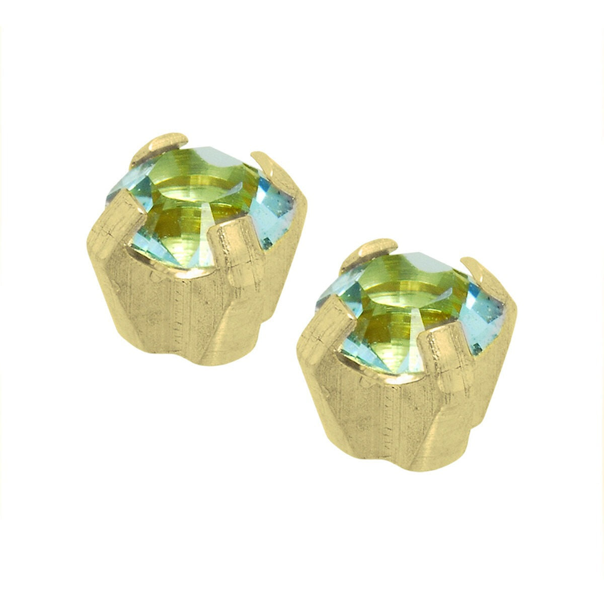 Boucles d'oreilles en or avec zirconia bleu, design en forme de bouton.