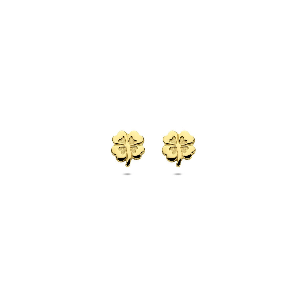 Boucles d'oreilles en or jaune 14 carats en forme de trèfle.