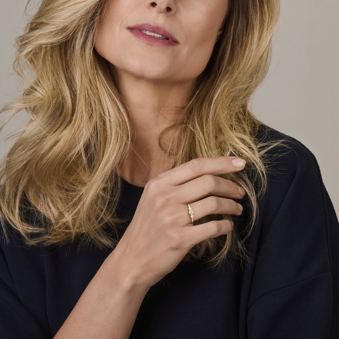 Gouden damesring met zirkonia – 14k geelgoud