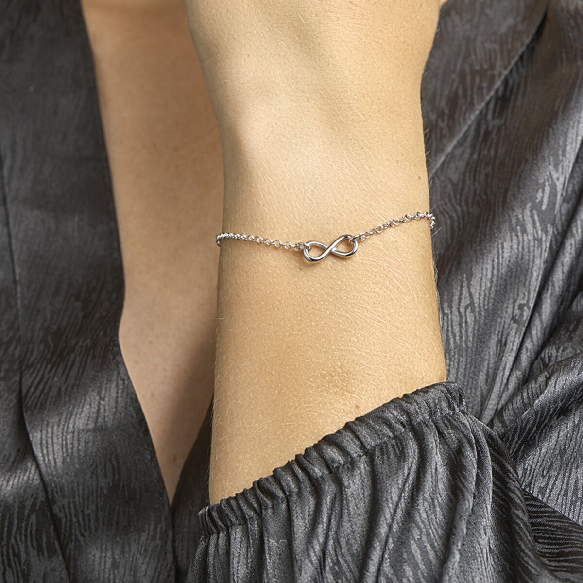 Bracelet en argent avec symbole infini – rhodié argent 925 (ensemble)