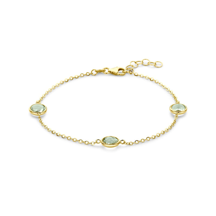 14k Geelgouden armband met groene amethist