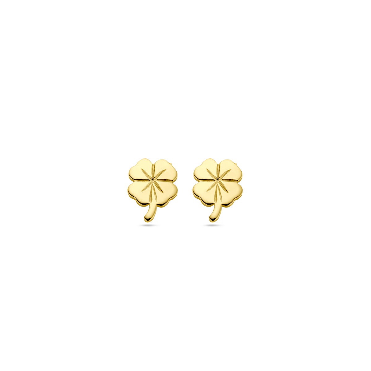 Boucles d'oreilles en or jaune 14 carats en forme de trèfle.