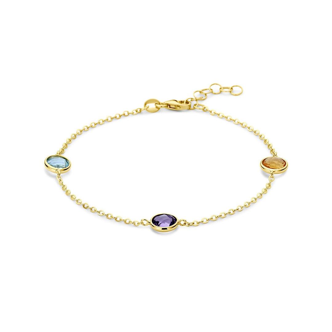 14k Geelgouden armband met citrien, amethist en topaas