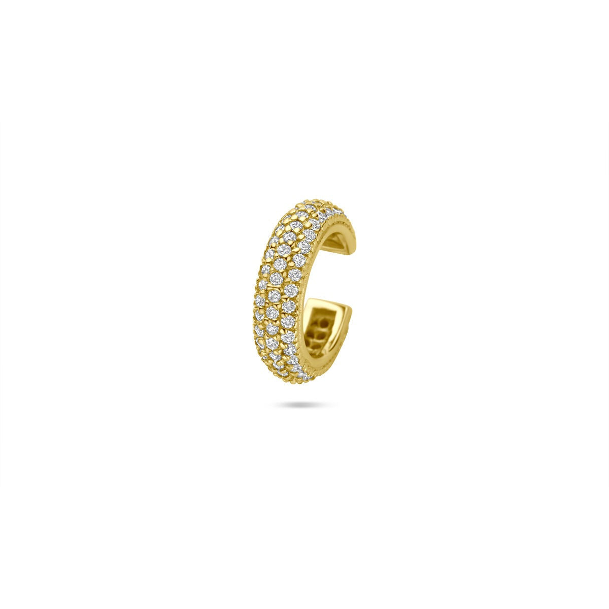 Ear cuff en argent doré orné de zirconium, au design élégant et moderne.