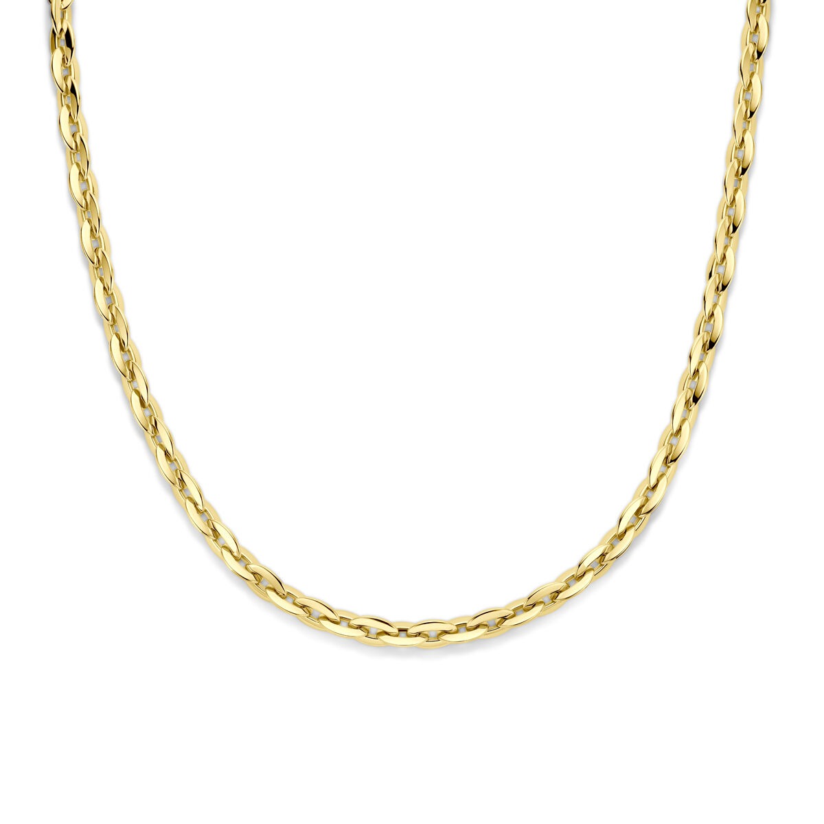 Collier en or jaune 14 carats avec maillons en forme d'ancre.