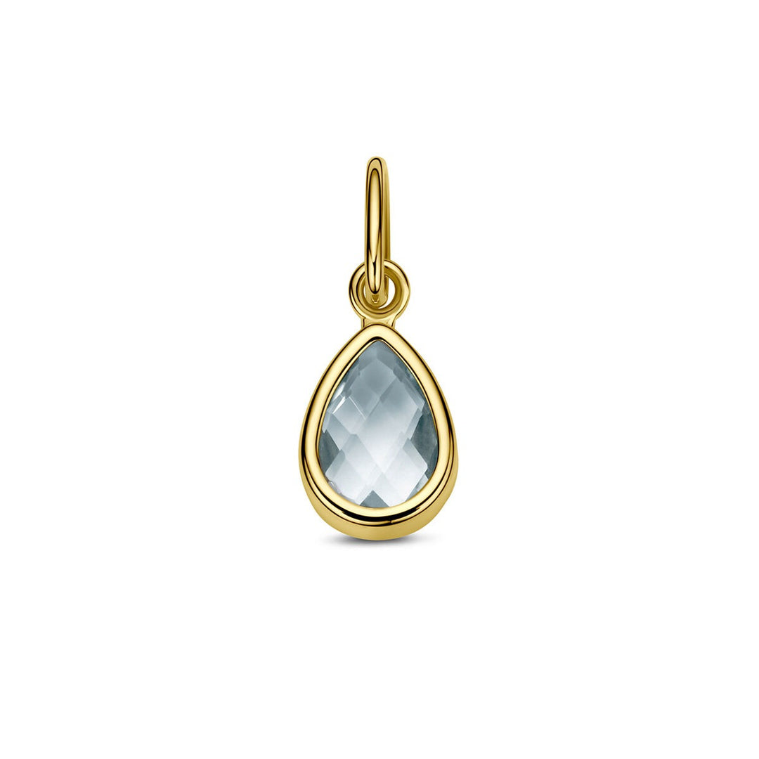 14k Geelgouden hanger met blauwe topaas