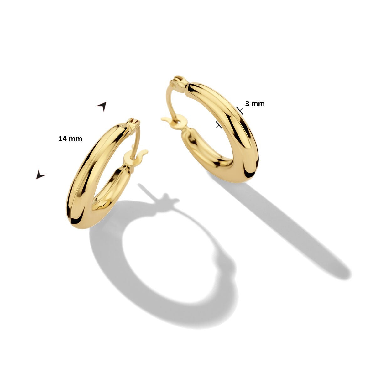 créoles en or jaune 14k 14 mm