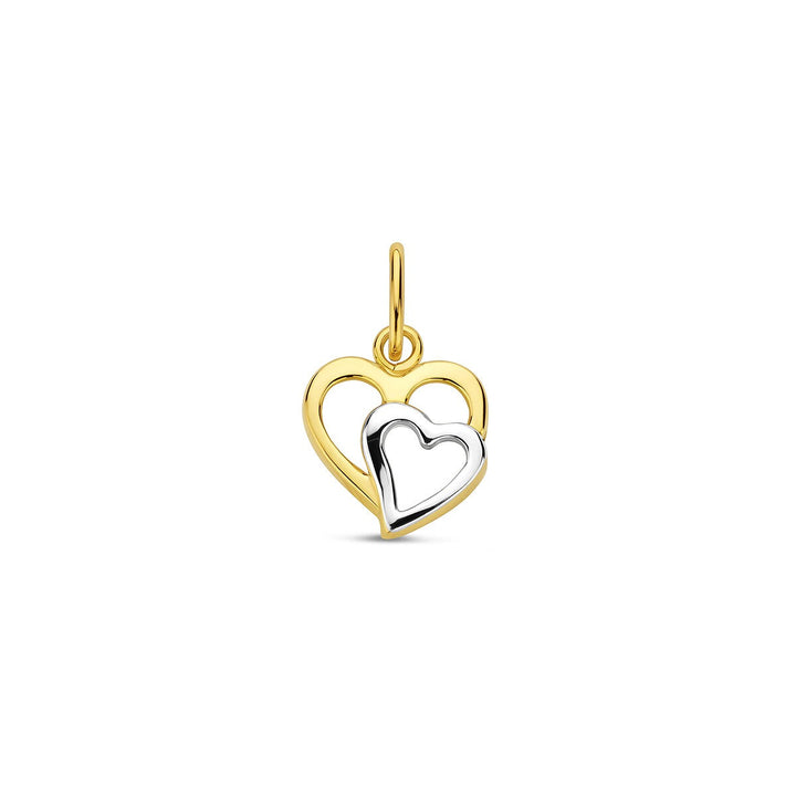 Bicolor hart hanger – 14k wit- en geelgoud