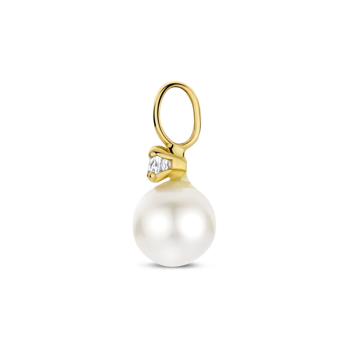 pendentif en or jaune avec perle de culture et zircone 13 mm