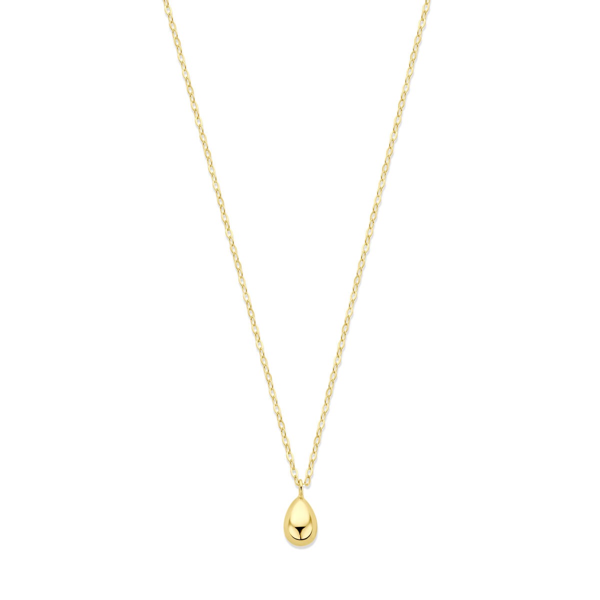 Collier en or jaune 14 carats avec pendentif en forme de goutte.