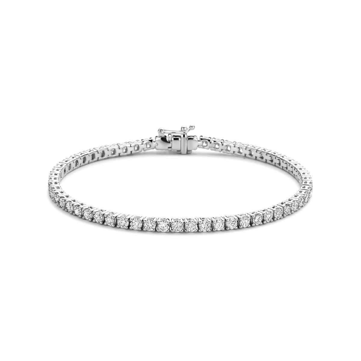 Bracelet en or blanc 14k avec diamants lab grown de 4.00ct, design tennis.