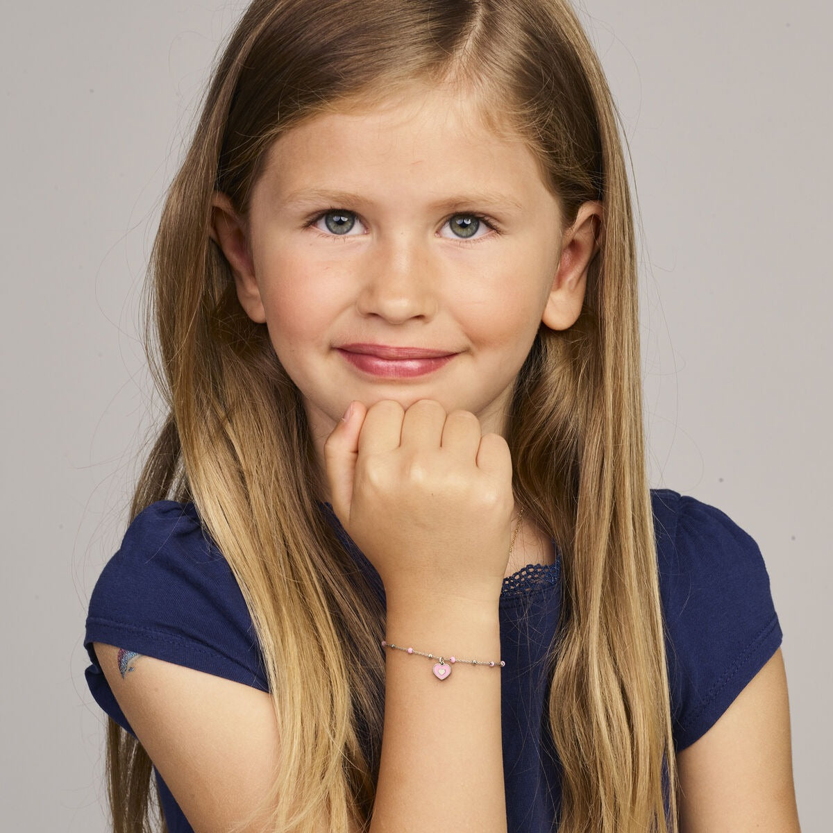 Bracelet en argent pour enfant avec cœur 13 + 3 cm