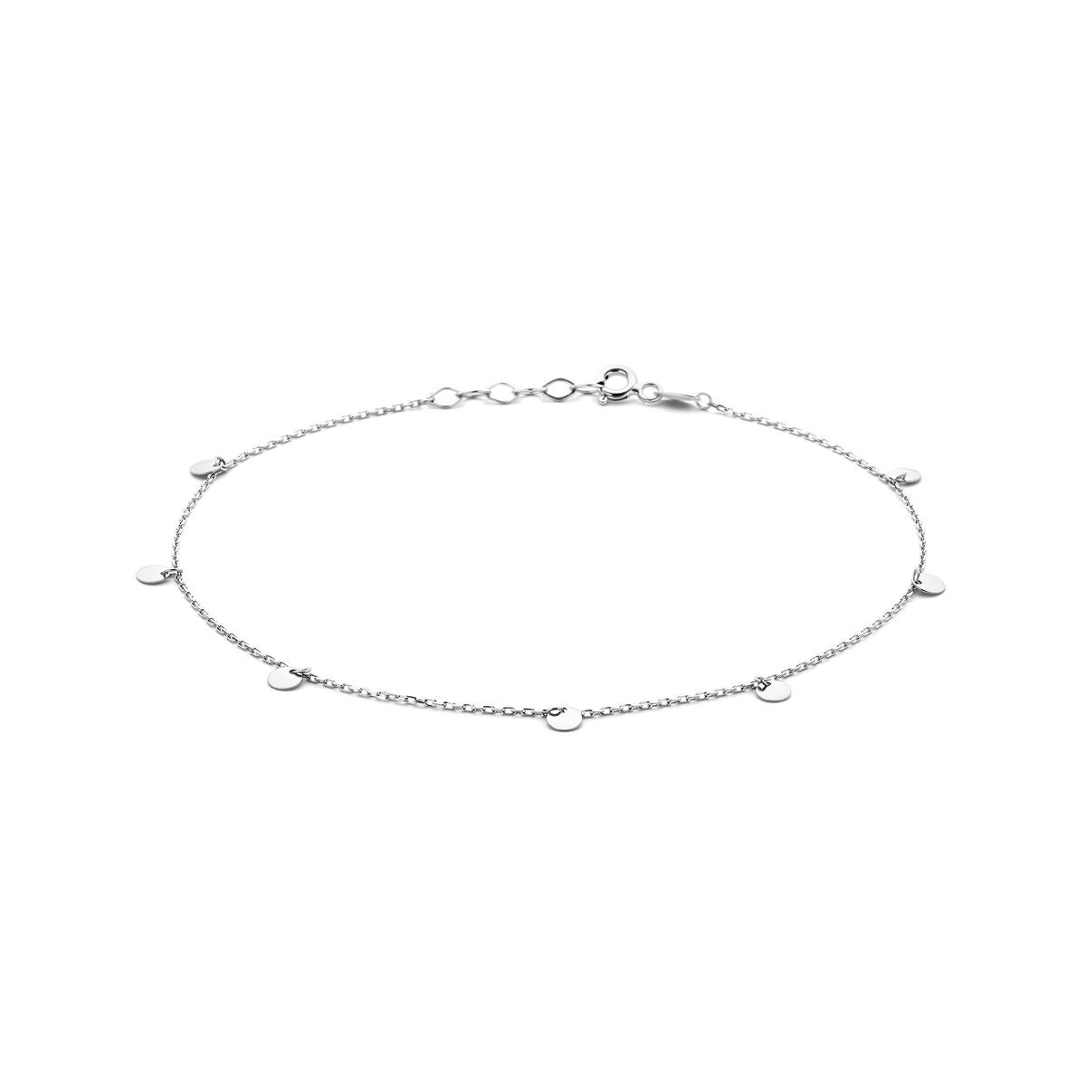 Bracelet en argent rhodié avec des ronds décoratifs.