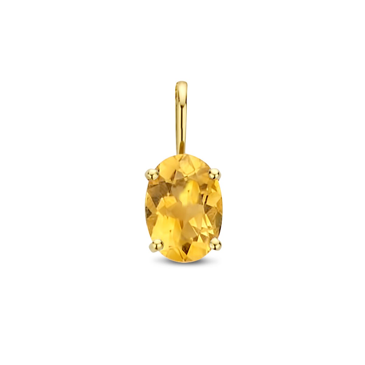 Pendentif en or jaune 14 carats avec un citrine ovale.