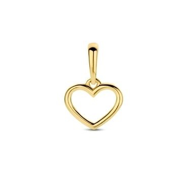 Pendentif en cœur en or jaune 9 carats, finition lisse et brillante.