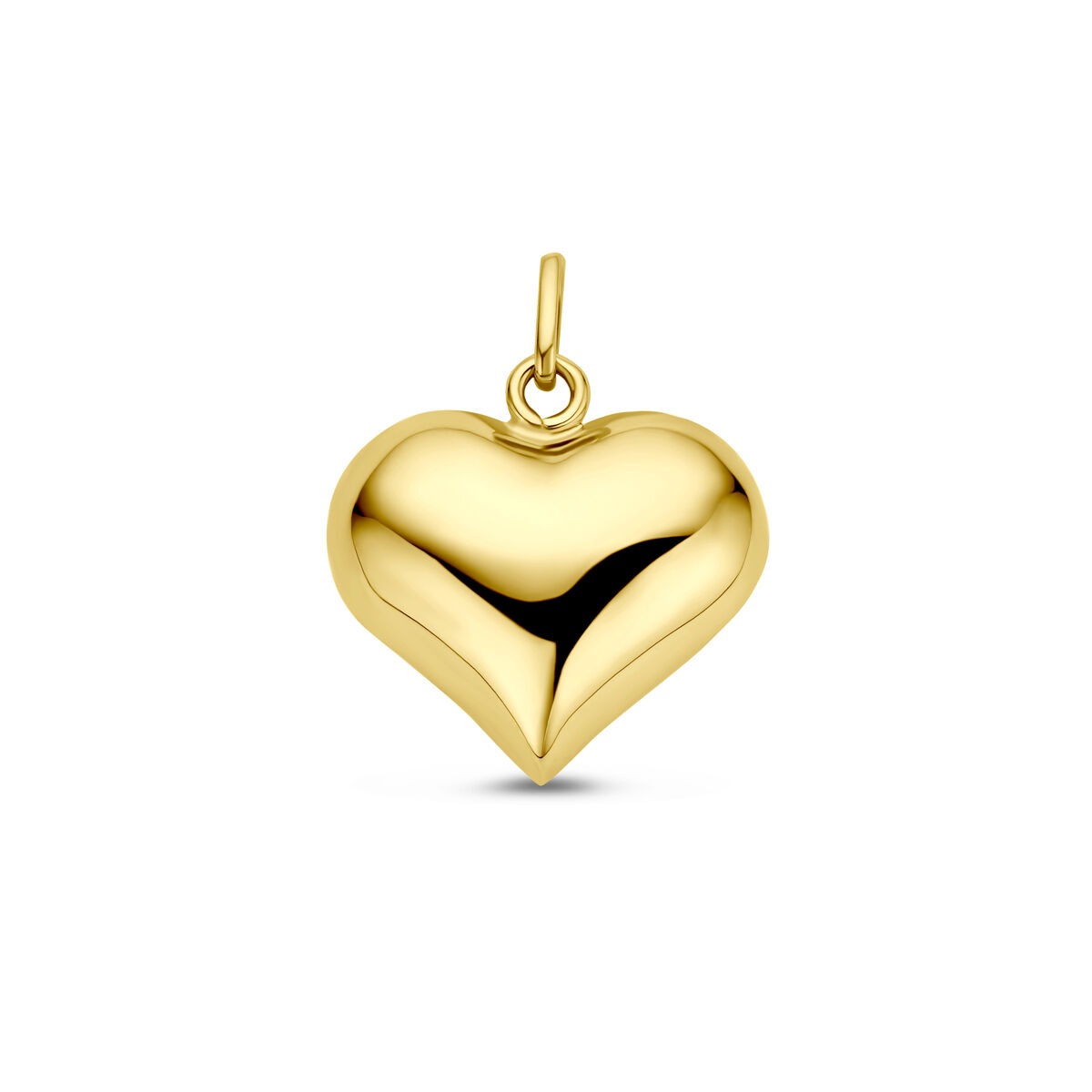 Pendentif en or jaune en forme de cœur, brillant, de 19,5 mm de hauteur.