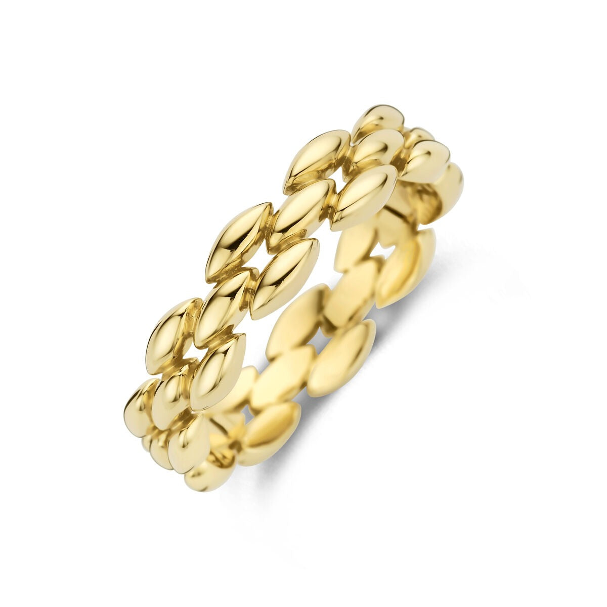 Bague en or jaune 14 carats avec un design en maillons ovales.