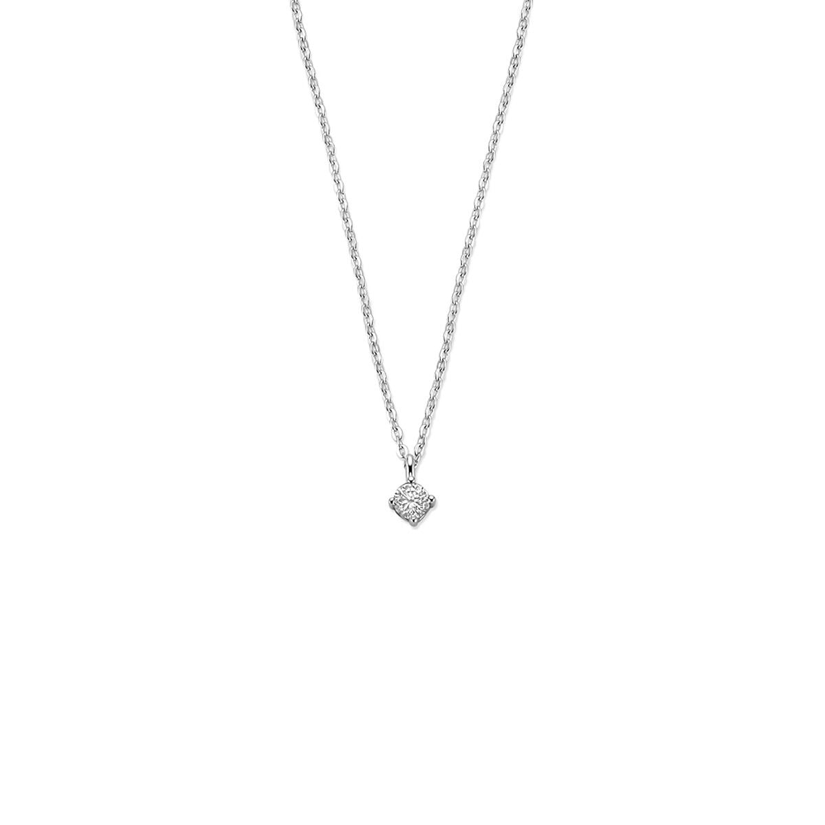 Collier en argent rhodié avec pendentif en zirconium de 4 mm.