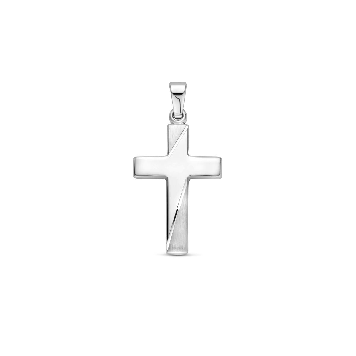 Pendentif croix en argent rhodié 925 avec finition luxueuse à trois couches.