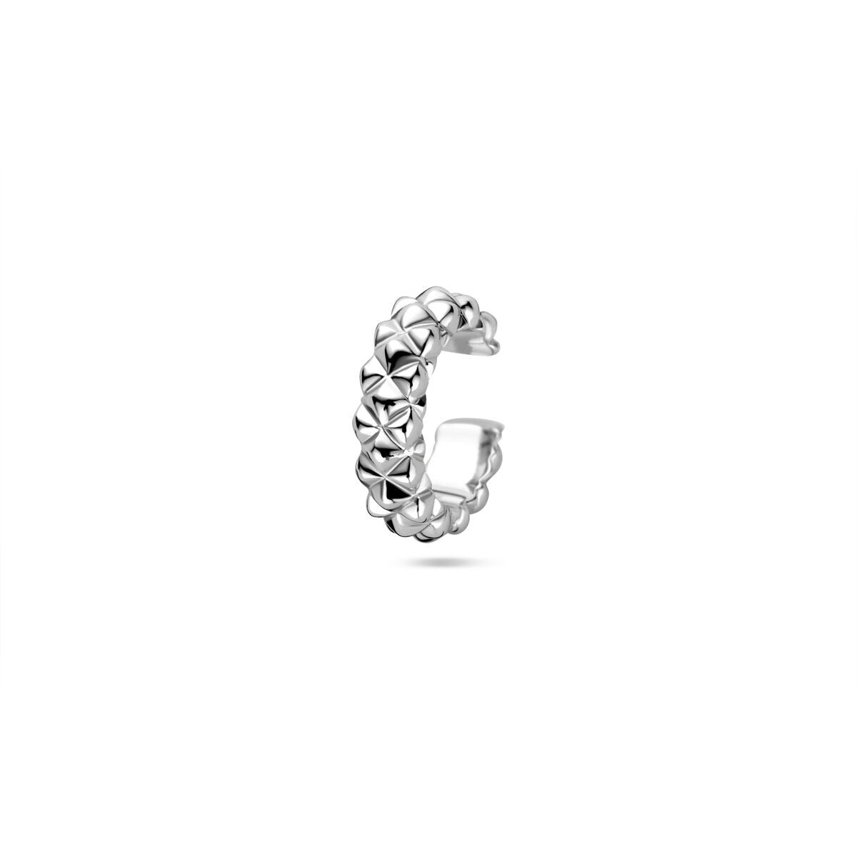 Ear cuff en argent rhodié en argent 925, avec un design en maillons entrecroisés.