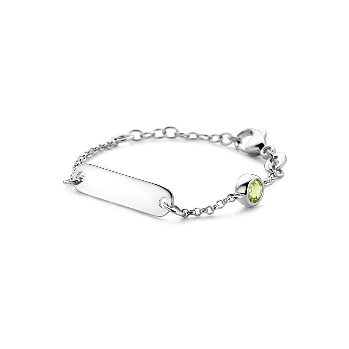 Bracelet en argent rhodié pour enfant avec saphir, ajustable de 9 à 11 cm.