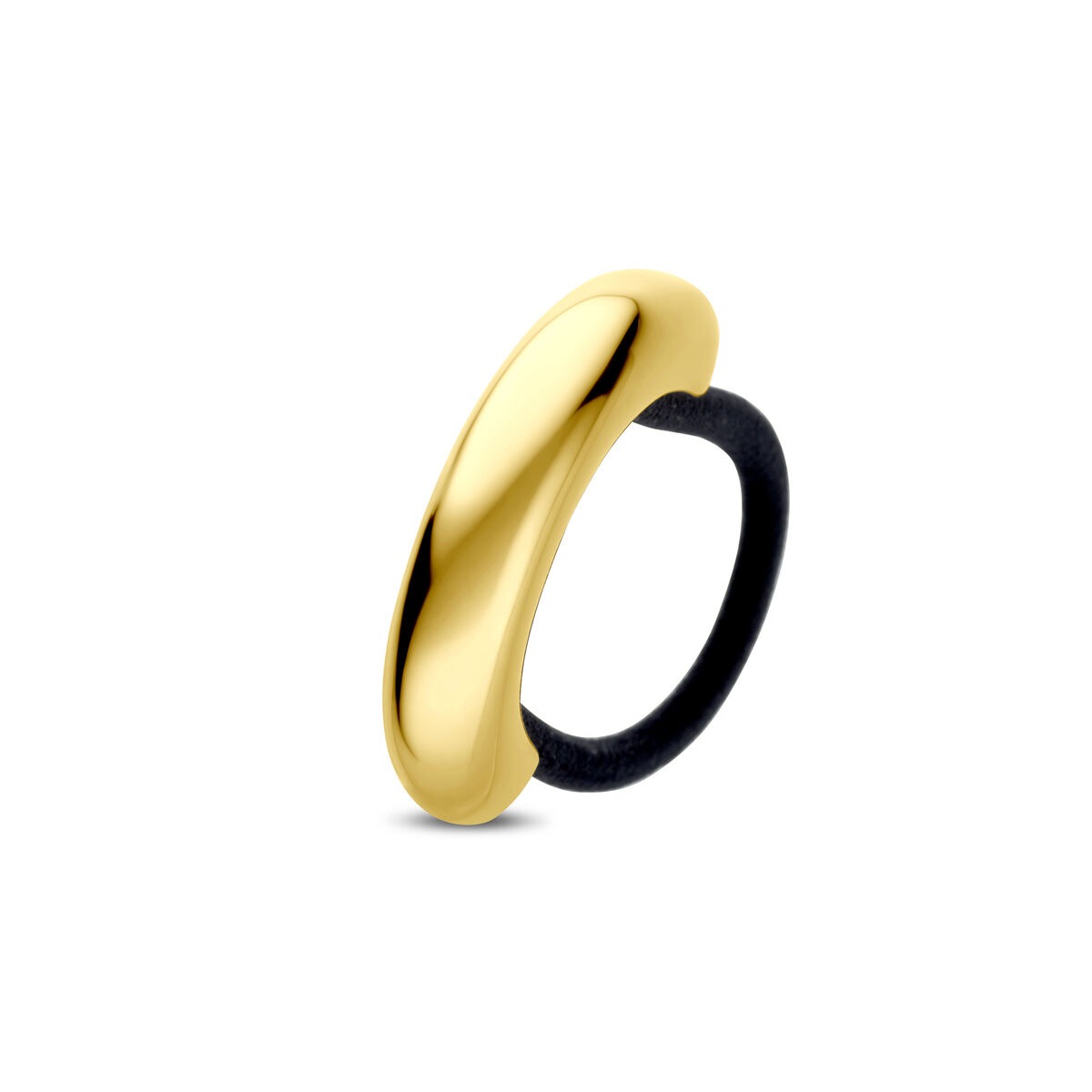 Bracelet jonc en acier doré avec un revêtement en ion, forme lisse et brillante.