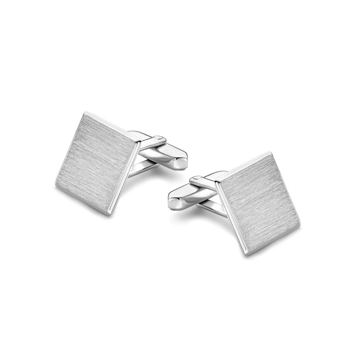 Boutons de manchette en argent rhodié 925 avec finition poli/mat, forme carrée.