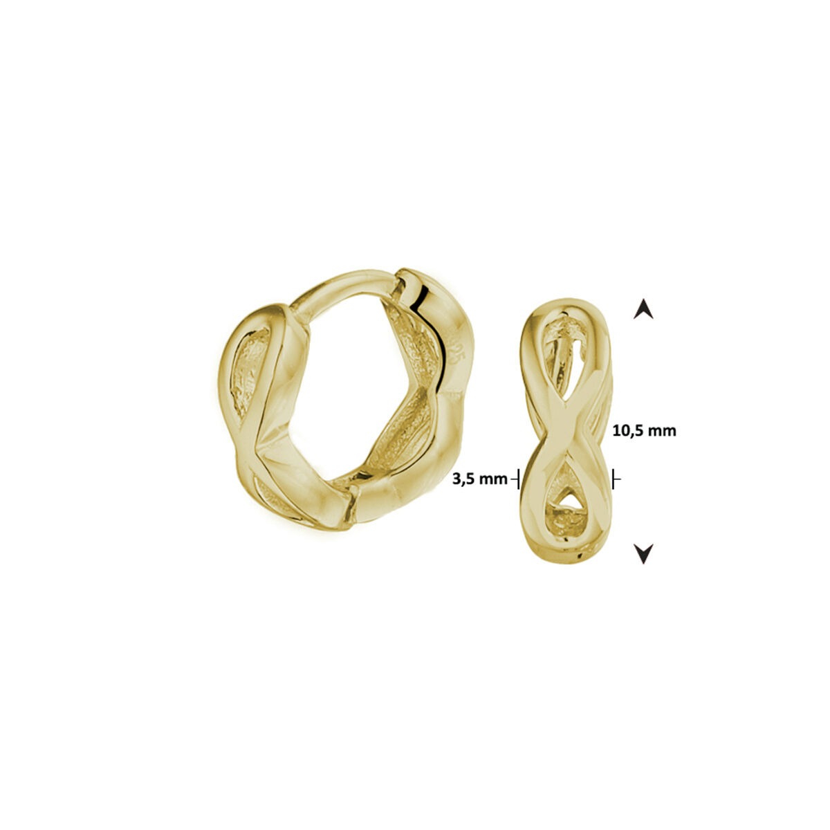 Créoles en argent plaqué or – 3.5 mm accent amitié