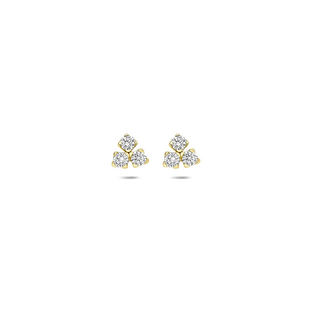 14k Geelgouden driehoek oorknoppen met lab grown diamant 0,07 ct