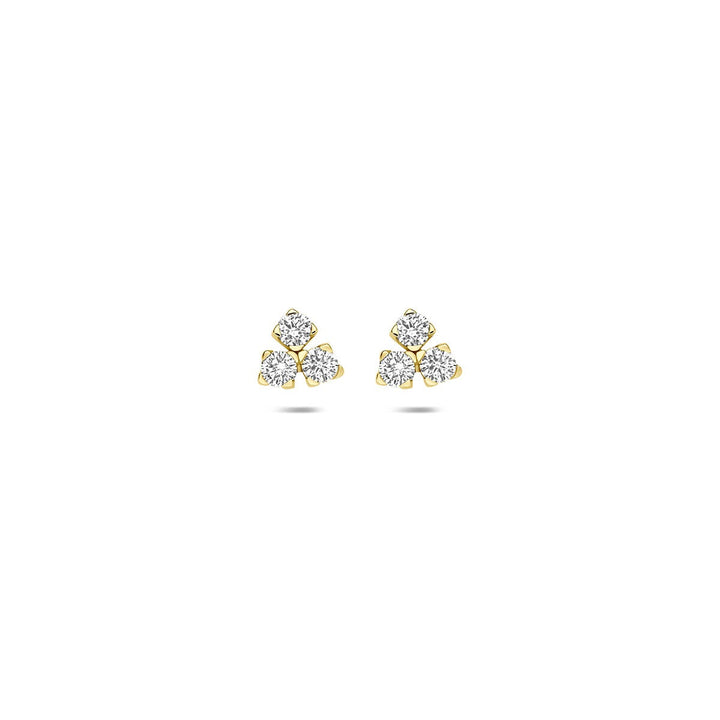 14k Geelgouden driehoek oorknoppen met lab grown diamant 0,07 ct