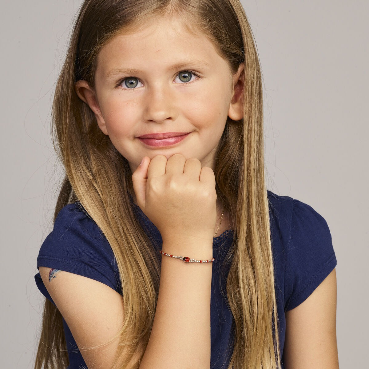 Bracelet pour enfant en argent avec coccinelles – rhodié argent 925 13 + 3 cm