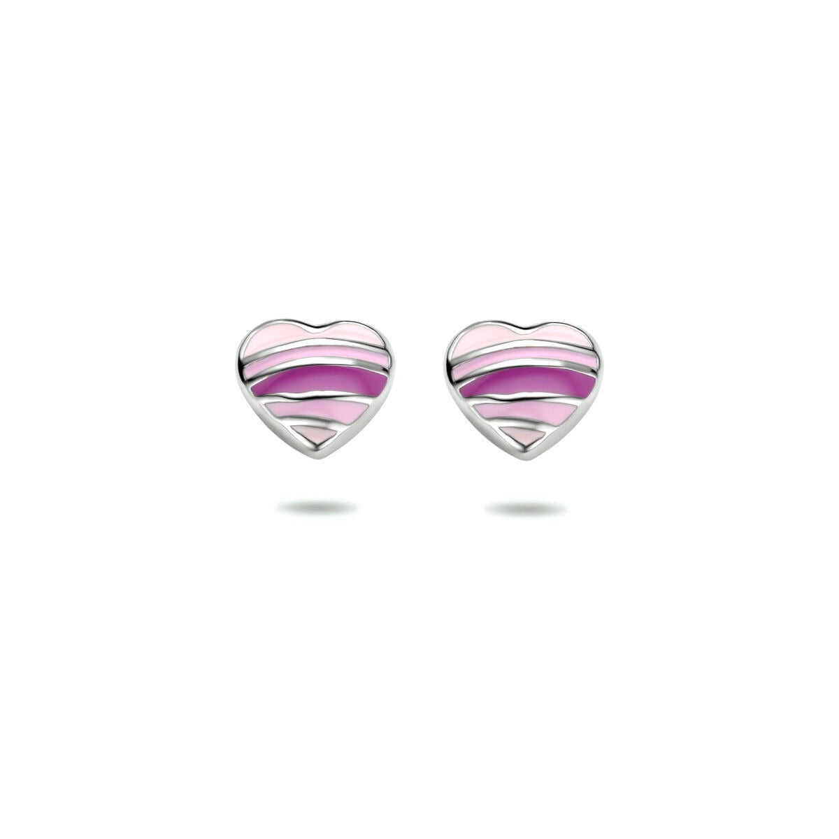 Puces d'oreilles en Argent Rhodié en Forme de Cœur