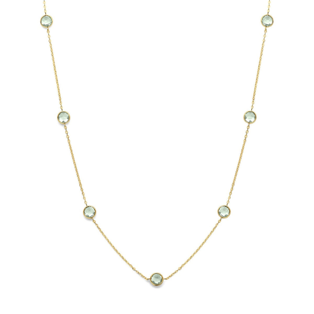 14k Geelgouden collier met groene amethist