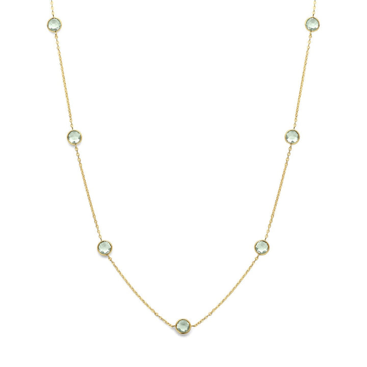 14k Geelgouden collier met groene amethist