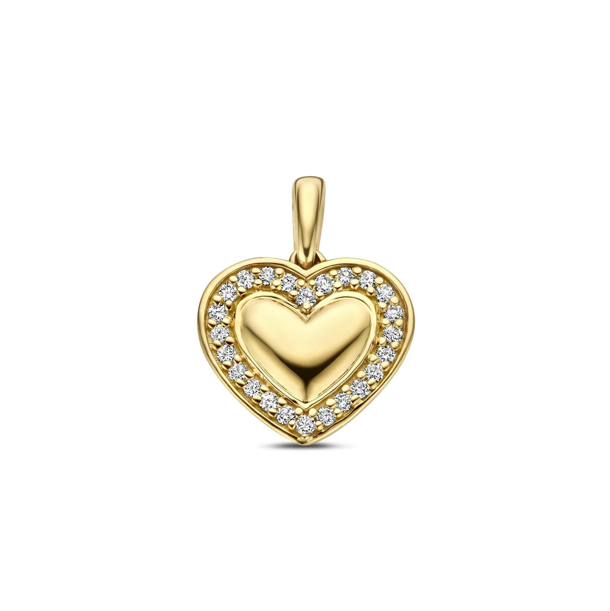 pendentif en cœur en or jaune 14 carats avec diamant lab grown de 0,11 ct.