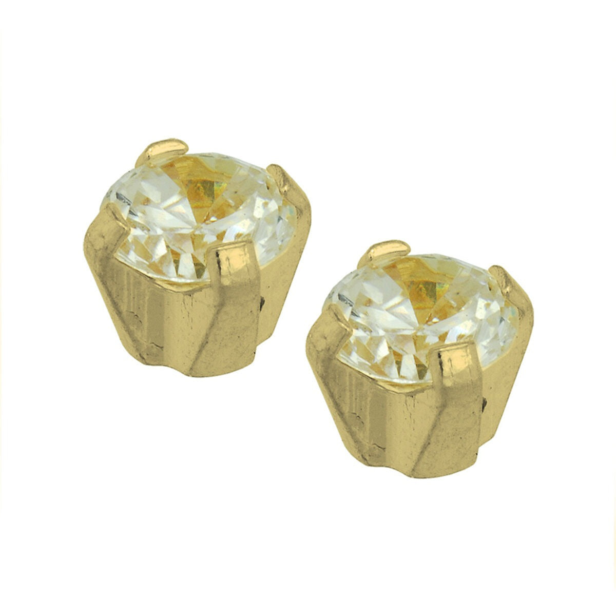 Boucles d'oreilles en or avec zircones, forme ronde et sertissage en griffes.