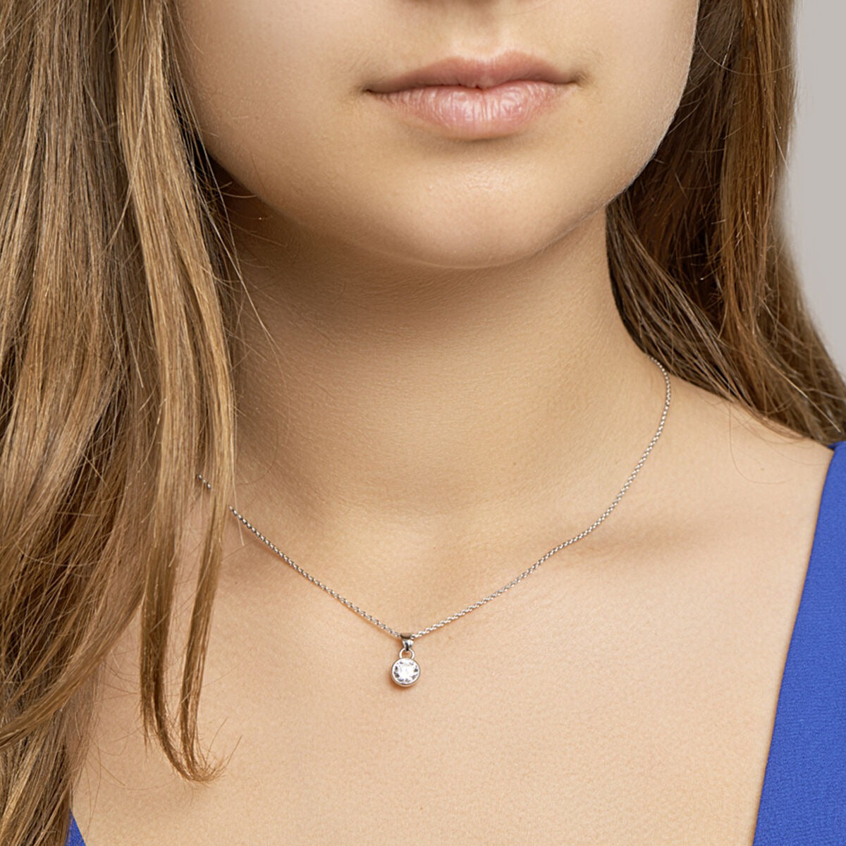 Collier en argent avec pendentif en zircone – rhodié argent 925