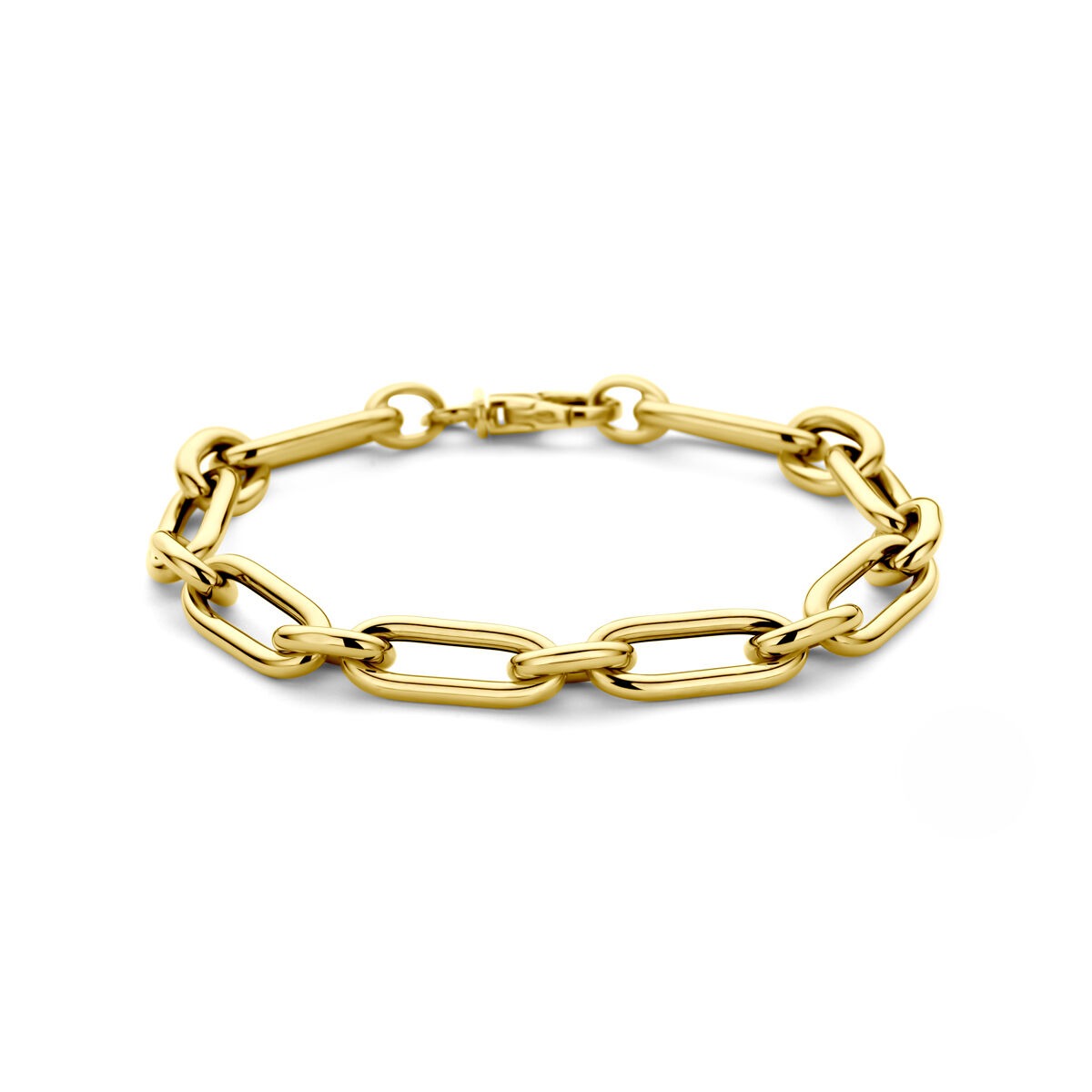 Bracelet en or jaune 14 carats avec maillons en forme d'ancre.