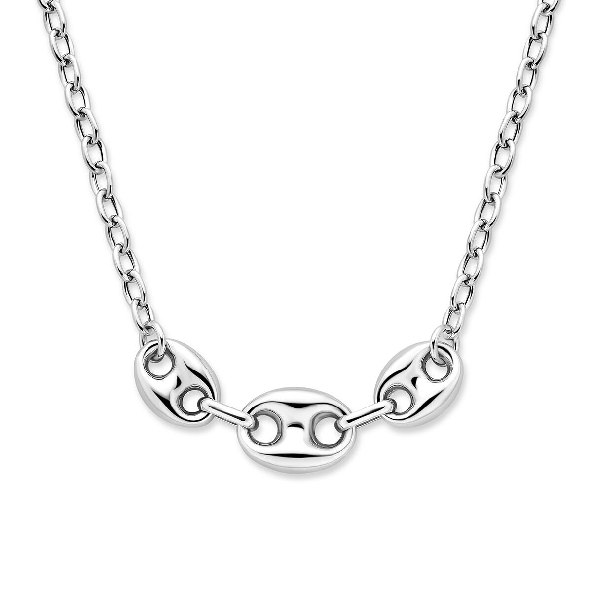 Collier en argent rhodié avec maillons en forme de grain de café.