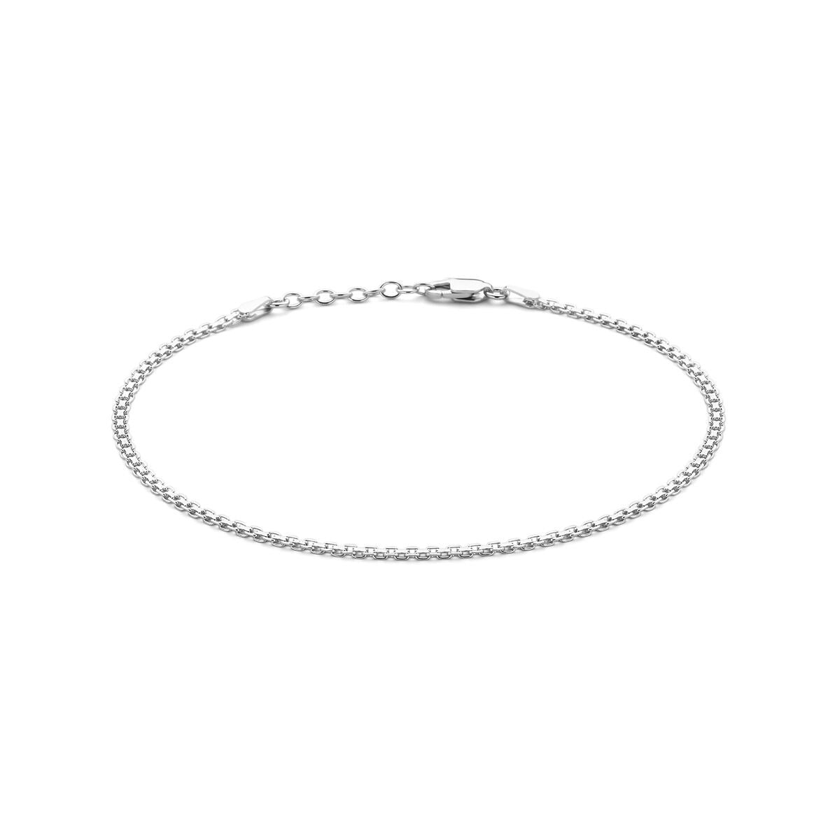 Bracelet jonc en argent rhodié avec maillons Bismarck, longueur 24–26 cm.